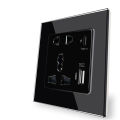 Power 2100MA USB Outlet Crystal Glass Panel 13A UK Wall Type C Interface Socket. 