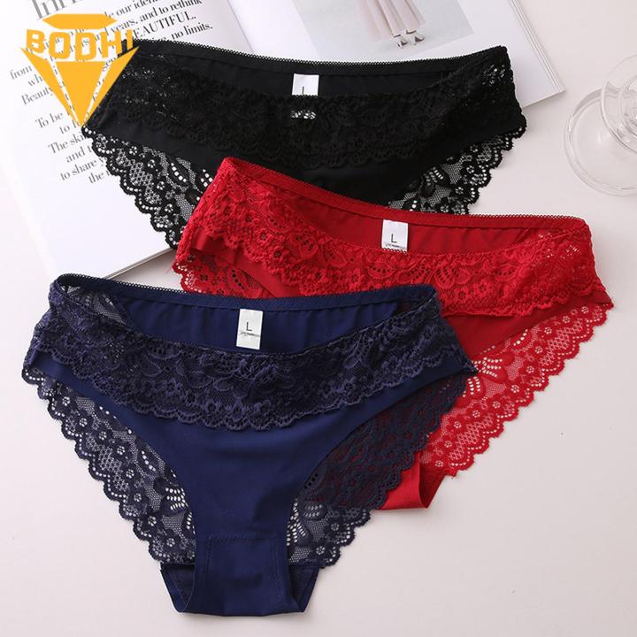 Seamless Lace Briefs Lace Seamless Women's Panties Breathable Anti-septic Underwear Briefs for Thin Underpants