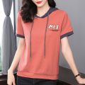 Hoodie Short Sleeve T Women's Summer Thin T-shirt 2024 New plus Size Women's Casual Top Loose Half Sleeve Sweater. 