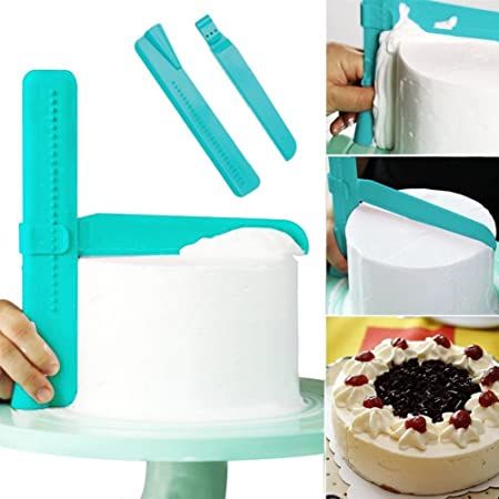 Adjustable Cake Scraper Cake Smoother Foster Fondant Smoothing Tool Cake Polish for Cake Decorating Tools Edge Side Smoother Sugar craft Icing Mold Plastic Right angle icing tool