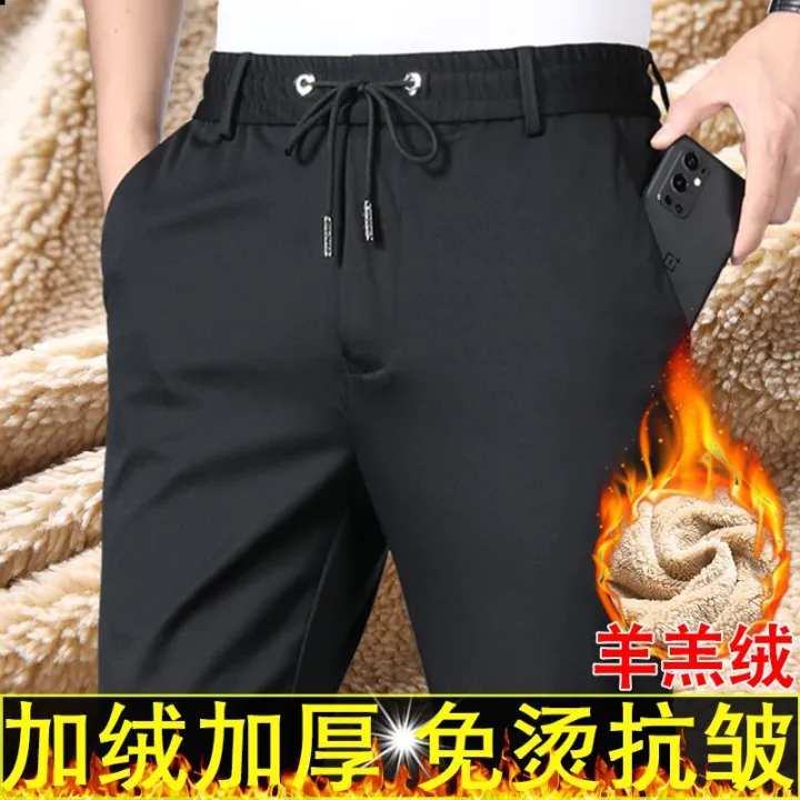Fleece-Lined%20Thickened%20Men's%20Pants%20Elastic%20High%20Waist%20Casual%20Pants%20High%20Elastic%20Non-Ironing%20Straight-Leg%20Trousers%20Thick%20Casual%20Pants%20-%20Image%206