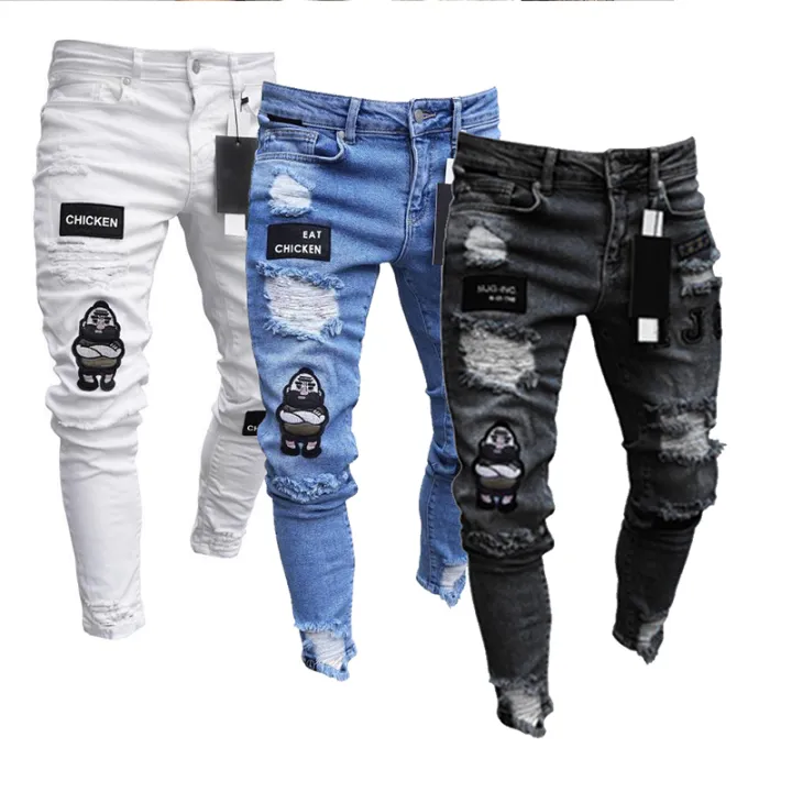 Hip%20Hop%20Men's%20Fashion%20Embroidered%20Jeans%202023%20Street%20Club%20Ripped%20Denim%20Pants%20Classic%20Blue%20And%20White%20Slim%20Stretch%20Pantalon%20S-4XL%20-%20Image%205