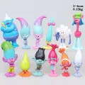 LZMERX 12pcs/set Trolls Action Figure PVC Movie Trolls Collectible Poppy Branch DJ Suki Cooper Dolls Kids Toy for Children Gift Solid Doll Ornaments Cake Decoration. 