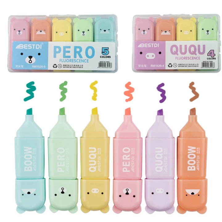 4/5/6Pcs/set%20Mini%20Bear%20Macaron%20Ins%20Highlighter%20Diagonal%20Mark%20Clipbook%20Diary%20Student%20Marker%20-%20Image%204