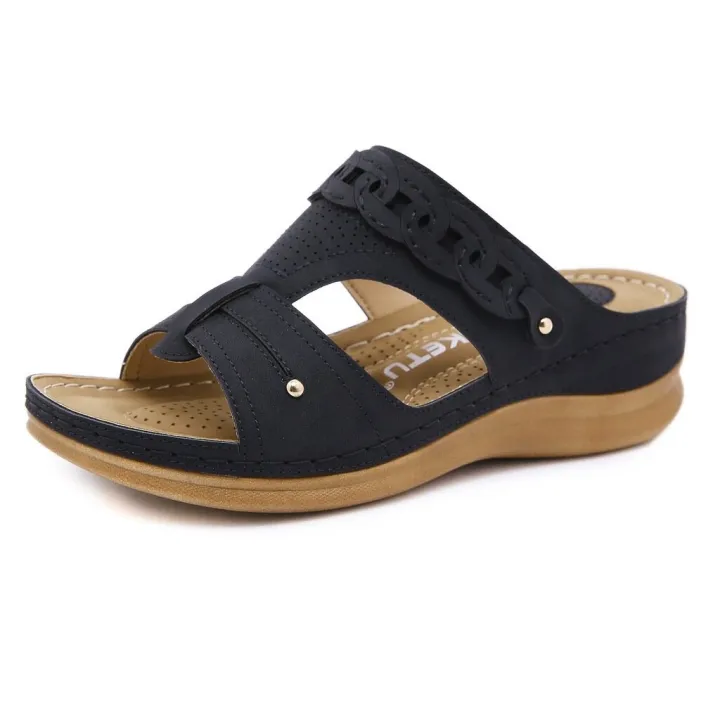 【ZOSR】Women Wedges Sandal Ladies Retro Non-slip Hollow Out Peep Toe Plus Size Sandals Women shoes