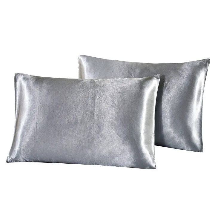 2-piece Pure Emulation Silk Satin Pillowcase Comfortable Pillow Cover Pillowcase For Bed Throw Single Pillow Covers 20x30"