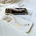 For OPPO A16 Back Cover Colorful Beads Bracelet Luxury 6D Plating Case Soft Thin Silicone Square Phone Cases. 
