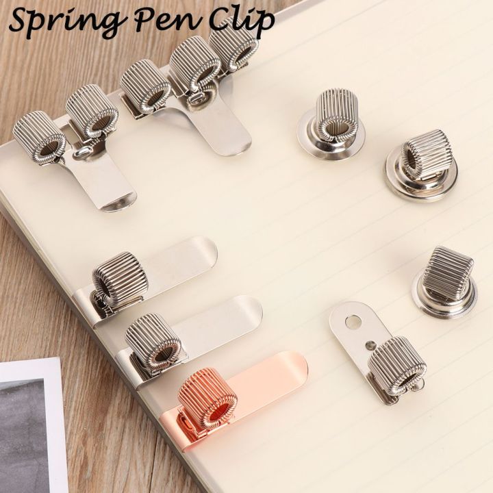 Writing Supplies Portable Triple Orifice Metal Pencil Holder Spring Pen Clip Single Hole Double Opening