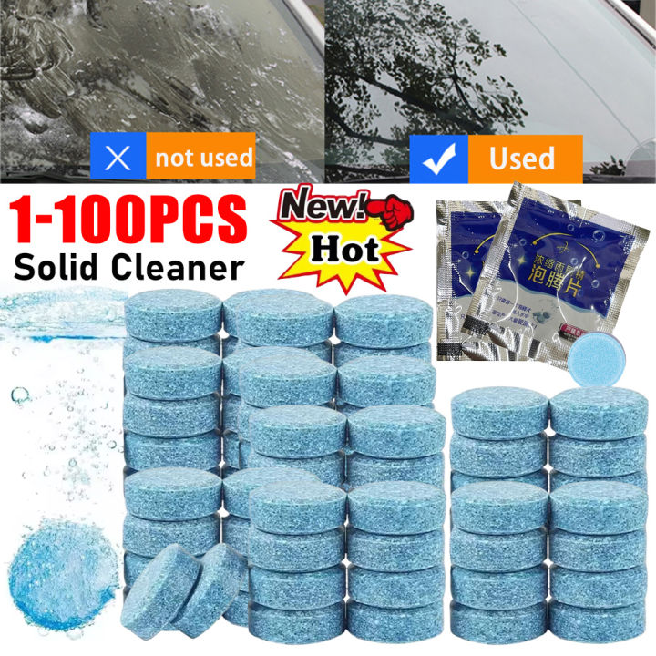 Solid Blue Cleaner 1-100PCS Upgraded Solid Cleaner Car Windscreen Cleaner Effervescent ...