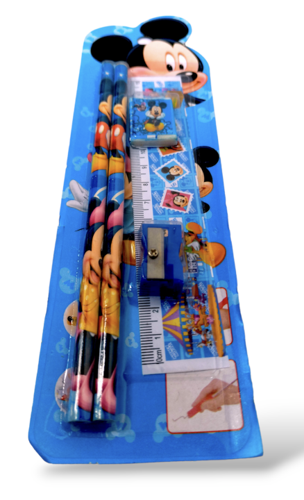All-In-One Princess Mickey Mouse Cars Pencil Set (Two Pencils, Eraser, Sharpener)