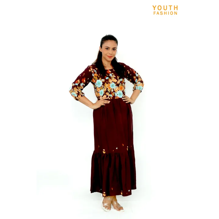 Long Sleeve Upper Boarder Frock
