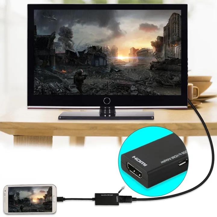 Display Port Micro USB To HDMI Adapter Cable Converter Black 12cm Data transmission line