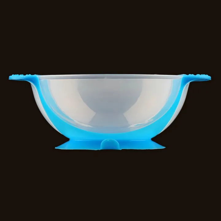 FEEDING BOWL ABN8006- (TRANSPARENT -LTD) Baby Feeding Bowl Training Bowl Spoon Cutlery Set Baby Transparent Suction Cup Bowl With Warm Spoon Training Bowl Set |  |Blackkito|