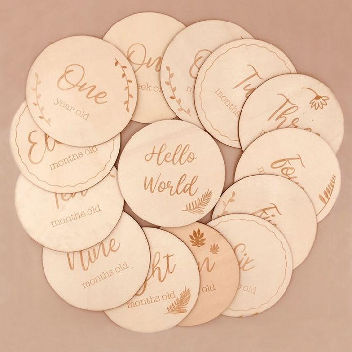 Handmade Wooden Baby Milestone Cards Newborn Birth Monthly Growth ...