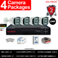 GV Tech 2MP 4 Camera Package, Night Vision Color CCTV 20m (Code:1070). 