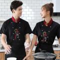 Barbecue Clothes Short-Sleeved Women's Kitchen Chef Canteen Restaurant Tea House Men's Thin Summer Ho Breathable Fast Food. 