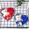 Heart-Shaped Mothers Day Gift 3pcs Soap Rose Flowers Bear Gift Box for Valentines Day Gift. 