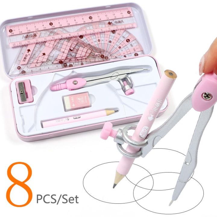 COD Triangle rule☇۞8Pcs/Set Ruler Compass Pencil Set Geometry Math ...