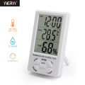 YIERYI Temperature and Humidity Meter with Time Display Indoor Hygrometer Temperature Humidity Monitor Meter. 
