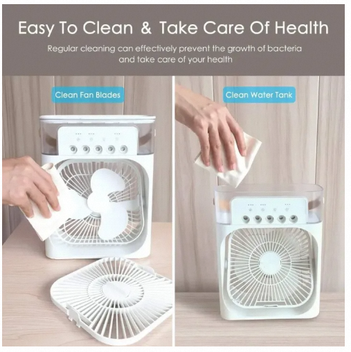 NEW%202%20in%201%20Air%20Conditioner%20Humidifier%203%20Speed%20Air%20Cooling%20Fan%20Humidifies%20Portable%20Air%20Conditioner%20Fan%20SMILING%20SHARK%20Cooling%20Fan%20Mini%20Evaporative%20Air%20Cooler%20Water%20Fan%20with%205%20Sprays,%207%20Colors%20LED%20Personal%20AC%20USB%20Desk%20Fan%20for%20Office,Home%20Kitchen,Bedroom%20-%20Image%202