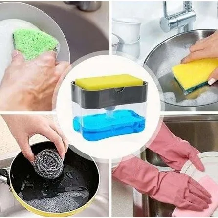 Dishwash Dispenser Soap Dispenser Sponge Box Holder Kitchen Tools Soap Pump Liquid Sponge Holder