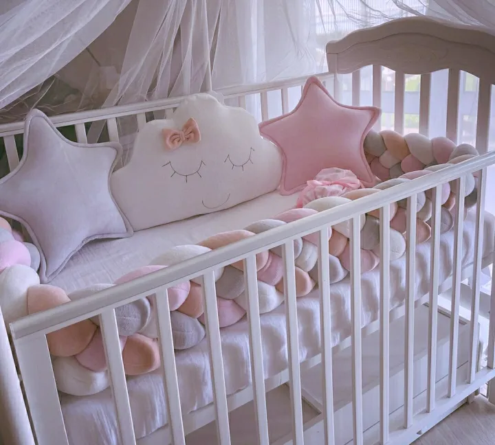 Baby%20cot%20Braided%20bumper%20,Cloud%20pillow%20with%20Bear%20Cot%20mobile%20%20Bedding%20set%20for%20a%20baby%20boy.%20-%20Image%204
