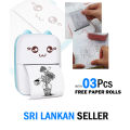 Small Portable Wireless Thermal Photo Printer Pocket Student Mini Bluetooth printer portable Label Printer cat printer 03 PCS FREE PAPER ROLLS - FAST SHIPPING FROM SRI LANKA. 