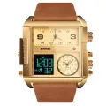 SKMEI Sports Leather Quartz Large Dial Waterproof Watches for Men 1391. 