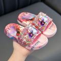 Princess Elsa Children's Slippers Summer Girls Indoor Soft Bottom Non-Slip Frozen Little Girl Cute Crystal Shoes. 