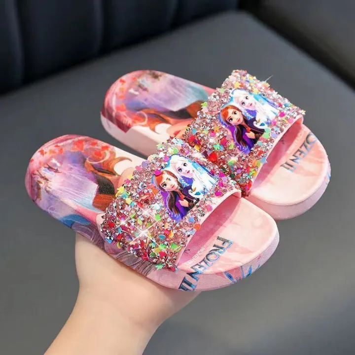Princess%20Elsa%20Children's%20Slippers%20Summer%20Girls%20Indoor%20Soft%20Bottom%20Non-Slip%20Frozen%20Little%20Girl%20Cute%20Crystal%20Shoes%20-%20Image%202