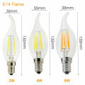 【BestGO】Dimmable E14 6W 4W 2W 220V Edison COB Filament Retro LED Light Candle/Flame Bulb Lamp Chandelier Cool Warm White. 