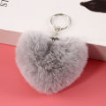 Fluffy Keychain Keyrings Soft Heart Shape Faux Pompom Keychain for Girl Women DENGYOUZHOU. 