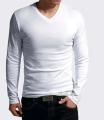 2024 Elastic Mens T-Shirt V-Neck Long Sleeve Men T Shirt For Male T-Shirts Man Clothing TShirt Brand Tees. 