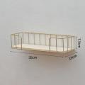 GOLD RECTANGLE SHAPE WALL SHELF SMALL - Wall Mounted Floating Display Organizer with Golden Tone Metal Wire Frame Hanging Bookshelf Metal Aesthetic Wall Decoration for Walls,Bathroom Bedroom Living Room Kitchen. 