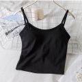 2023New Inner Wear Outer Wear Backless Top Women's Sling Beauty Back Short Exposed Umbilical Cord Chest Pad Underwear Vest. 
