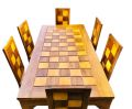 Wooden Square Design Teak & Burutha Dining Table + 6 Chairs. 