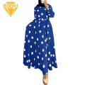 Women Dot Dress Vintage Polka Dot Maxi Dress with Belt Retro A-line Ankle Length Women's Dress Dot Print Dress. 