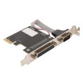 PCIe To RS232 Expansion Card 2.5Gbps 9pin Serial 25pin Parallel Port PCIe Com Port Adapter for Printer. 