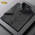 Business Wear Striped Square Collar JD Men's Shirt Non-Ironing Vertical Summer Stretch Shirt High-End Business Short Sleeve plus Size. 