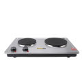 Electric Cooktop 20inch Knob Adjustment 1500W and 1000W Built in Electric Stove 2 Burner Fast Heating Independent Control for Stainless Steel Pots. 