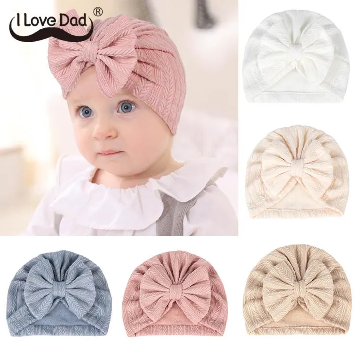 I%20Love%20Dad%202023%20New%20Baby%20Hat%20Cute%20Bows%20Baby%20Girl%20Turban%20Hats%20Solid%20Color%20Soft%20Cotton%20Elastic%20Bowknot%20Newborn%20Toddler%20Girl%20Bonnet%20Beanies%20-%20Image%202