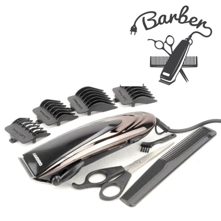 GEEMY GM-813 Professional Beard Hair Trimmer Electric Clipper Shaving Saloon Barber Salon Razor Main AC Power Supply Cut Wire Machine Man Beard Fading Blending Set