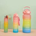 3 in 1 Bottle set/Kit 3 Bottles 2 Liters 900ml 300ml Water Bottles Straw Stickers 3d and 2d Squeeze Leakproof Portable Travel bottles Gym Fitness School Work Ride Trave. 