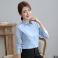 Long-sleeved large size v-neck shirt women's shirt work clothes professional white uniform shirt formal short-sleeved temperament. 