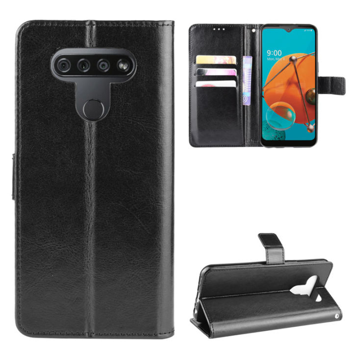 DuBaiNi Luxury Leather Case For LG K51/Q51 Magnetic Flip Phone business Case Wallet Card  Holder Stand Cover Back Casing