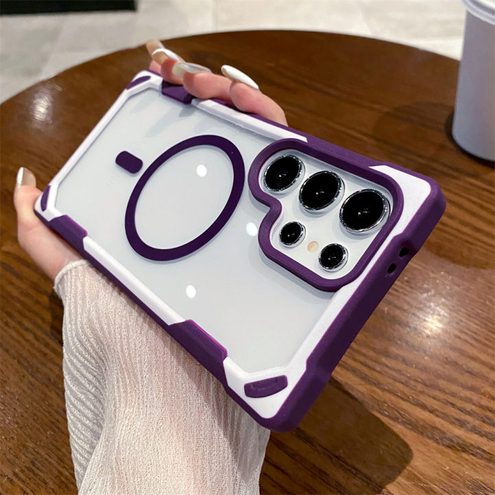 HOCE%20Armor%20Magnetic%20Phone%20Cases%20For%20Samsung%20Galaxy%20S24%20Ultra%20S24%20Plus%20MagSafe%20Case%20Soft%20Shockproof%20Bumper%20Clear%20Hard%20Back%20Cover%20-%20Image%205