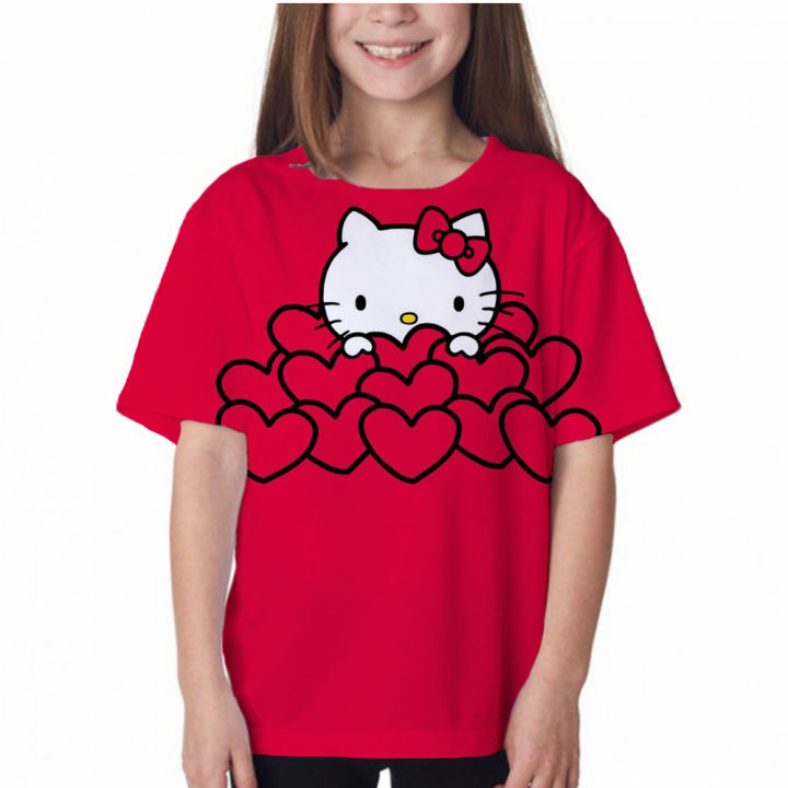 Kids%20t-shirts%20girls%20summer%20Hello%20Kitty%20print%20clothes%20Baby%20T%20shirts%20children%20short%20sleeve%20clothing%20cartoon%20graphic%20T-shirt%20tee%20-%20Image%202