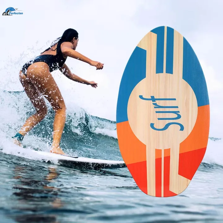 Skimboard Surf Board 35 Inches Shallow Water Standing Wooden Skim Board Small Surfboard for Adults