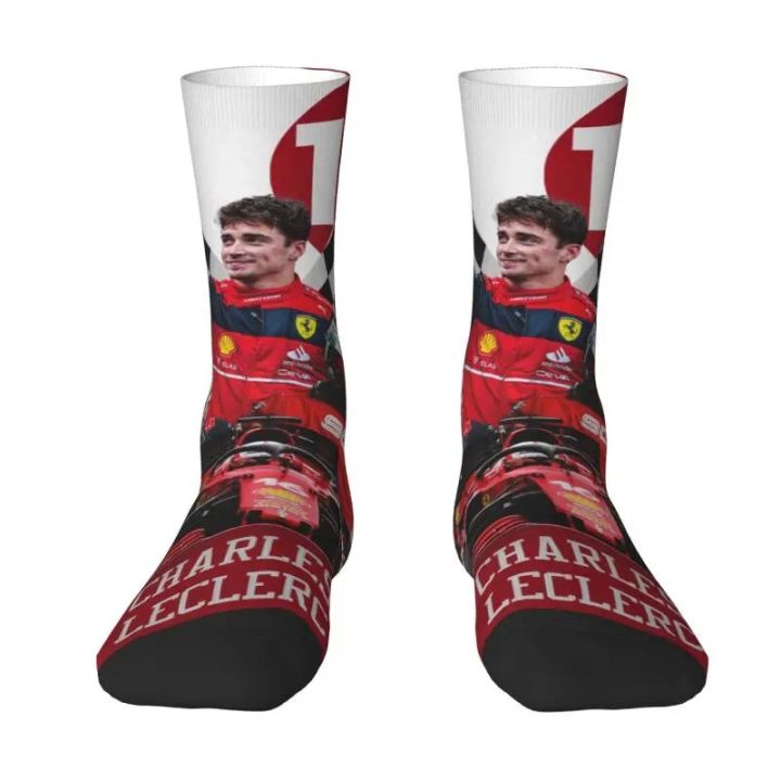 F1 Racing Socks Formula One Racing Driver Leclerc Charles Men's Crew Socks Unisex Cute ...