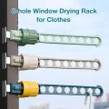 Clothes Hanger Portable Indoor/Outdoor Window 8 Hanging Holes Window Drying Racks Travel Clothes Rail Stainless Steel + ABS Window Frame. 